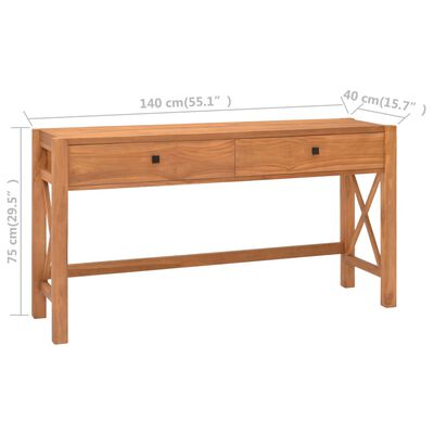 vidaXL Rašomasis stalas su 2 stalčiais, 140x40x75cm, tikmedis