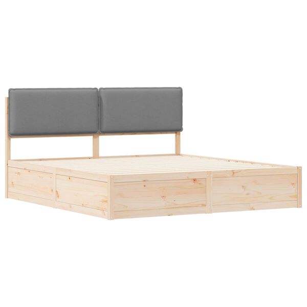 vidaXL Lovo rėmas su apmu&scaron;tu galvūgaliu &Scaron;viesiai pilka 200 x 200 cm