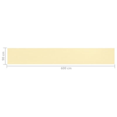 vidaXL Balkono pertvara, kreminės spalvos, 90x600cm, HDPE