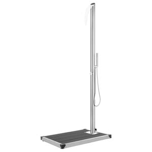 vidaXL Sodo du&scaron;as su pilku pagrindu, 225cm, nerūdijantis plienas