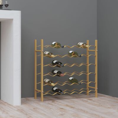 vidaXL Laikiklis vynui 36 buteliams, auksinės spalvos, metalas