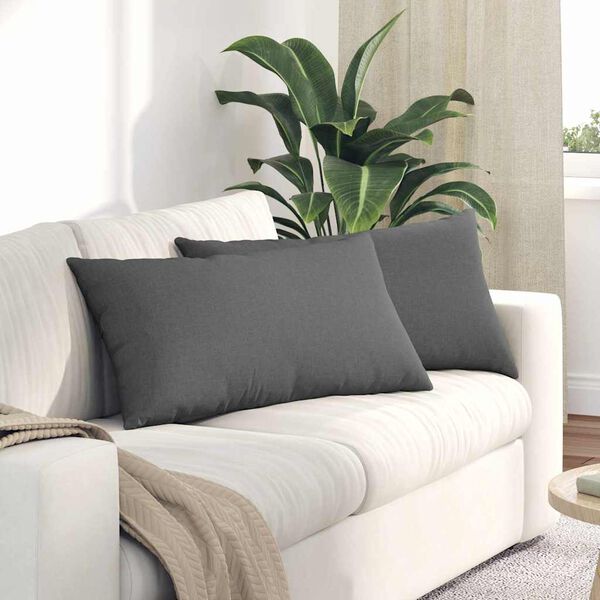 vidaXL Sofa Pagalvės 2 pcs Tamsiai pilka 80 x 40 cm audinys