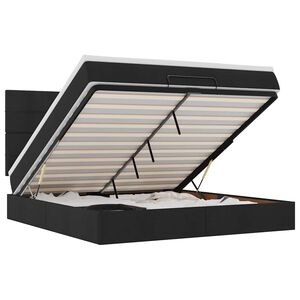 vidaXL Osmanų lovos rėmas su čiužiniu, juodas, 160x200 cm, audinys