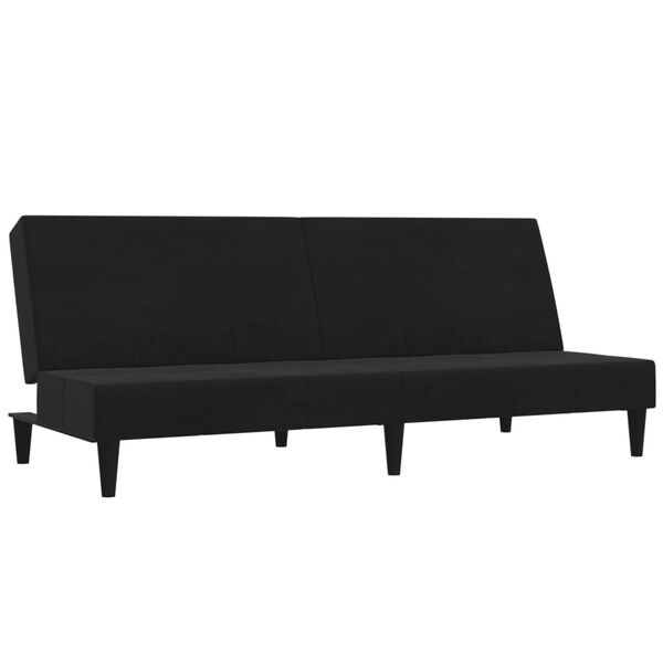 vidaXL Dvivietė sofa-lova, juodos spalvos, mikropluo&scaron;to audinys