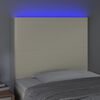 vidaXL Galvūgalis su LED, kreminės spalvos, 80x5x118/128 cm