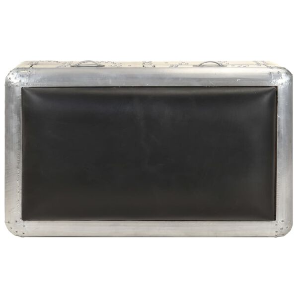 vidaXL Aviator suoliukas, sidabrinis ir juodas, 59cm, tikra oda