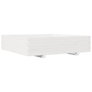 vidaXL Sodo lovelis, baltas, 100x100x26,5cm, pu&scaron;ies medienos masyvas