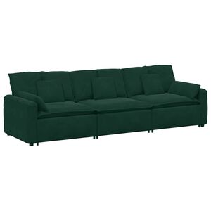 vidaXL Modulinė sofa su pagalvėlėmis, tamsiai žalia