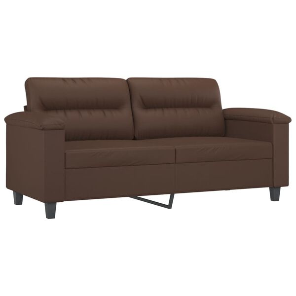vidaXL Dvivietė sofa, rudos spalvos, 140cm, dirbtinė oda