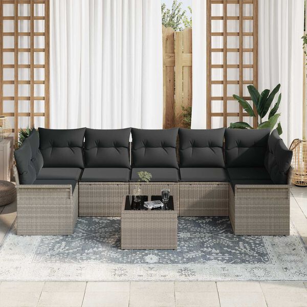 vidaXL Sodo Sofų Rinkinys 8 pcs Šviesiai pilka ir tamsiai pilka