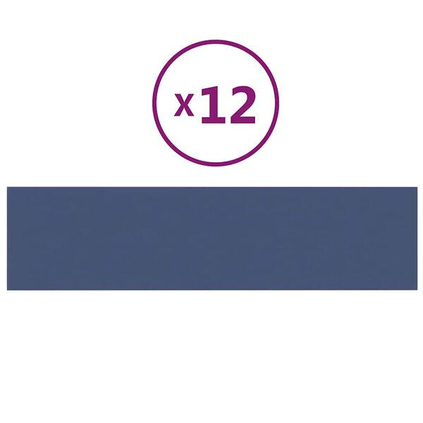 vidaXL Sienų plokštės, 12vnt., mėlynos, 60x15cm, audinys, 1,08m²