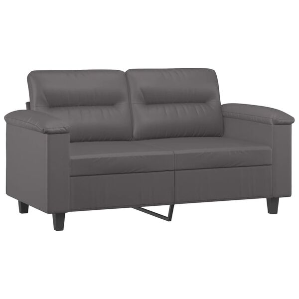 vidaXL Dvivietė sofa, pilkos spalvos, 120cm, dirbtinė oda
