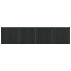 vidaXL Tvoros plok&scaron;tė 4 vnt. 705 x 186,5 cm WPC ir aliuminis Juoda