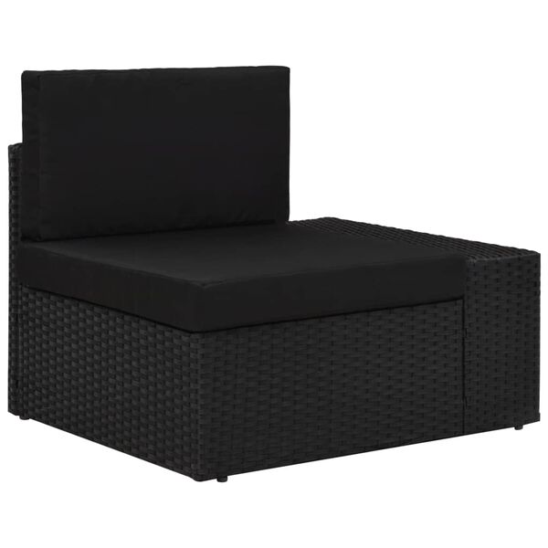 vidaXL Modulinė kampinė sofa su porankiu kairėje, juoda, poliratanas