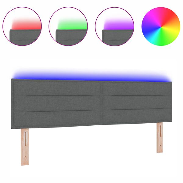 vidaXL LED galvūgalis su galvūgalio Tamsiai pilka 160 cm audinys