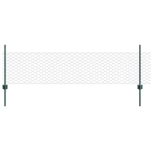 vidaXL Hexagonal Fence with Post 25 x 0,5 m PVC dengtas plienas Žalia