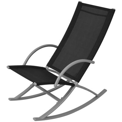 vidaXL Sodo supamoji kėdė, 2 vnt., plienas ir tekstilenas, juoda