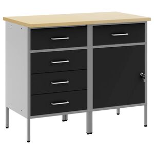 vidaXL Darbo spinta su stalčių 2 vnt. Juoda ir pilka 100 x 55 x 85 cm