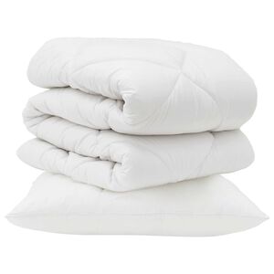 vidaXL Antklodė su pagalve 2 pcs Balta Mikropluo&scaron;tas