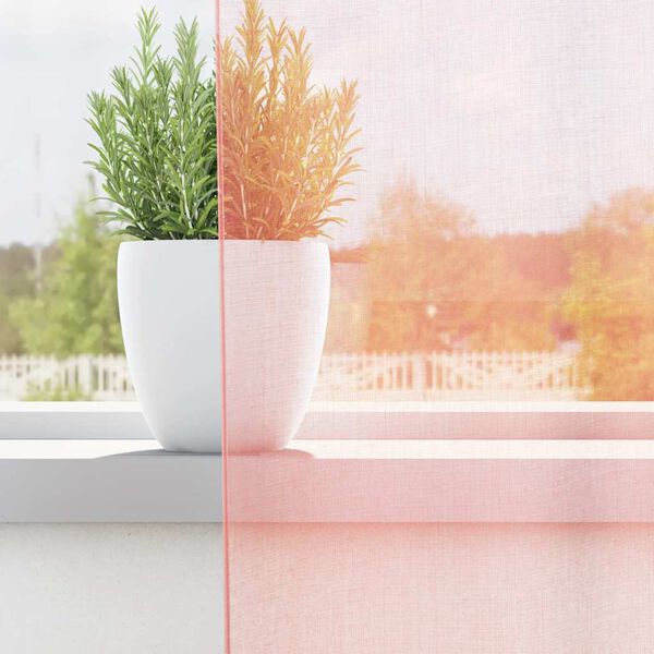 vidaXL Voile užuolaidos su strypų ki&scaron;enėmis, 2vnt., rožinės spalvos