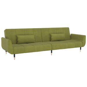 vidaXL Dvivietė sofa-lova su dvejomis pagalvėmis, žalia, aksomas