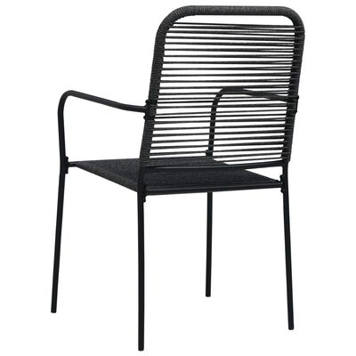 vidaXL Sodo kėdės, 4vnt, juodos, medvilninė virvė ir plienas