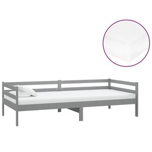 vidaXL Lova su čiužiniu, pilka, 90x200cm, pu&scaron;ies medienos masyvas