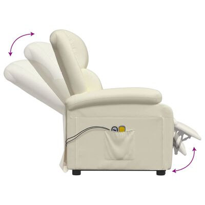 vidaXL Atsistojantis masažinis krėslas, kreminis, dirbtinė oda