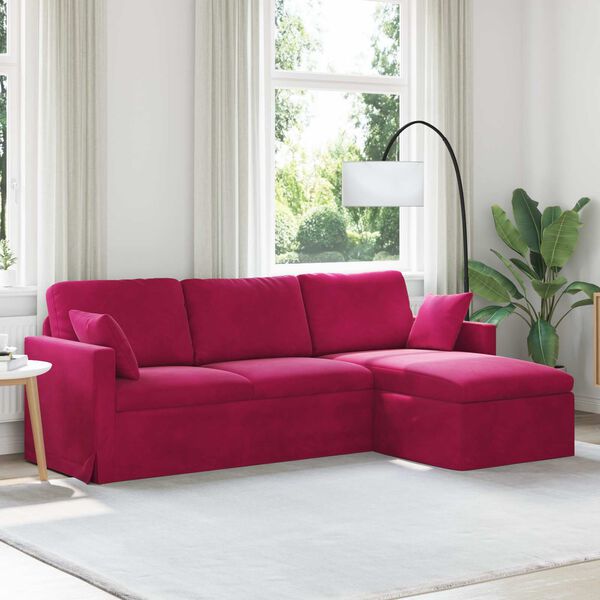 vidaXL Sofa Vyno raudona 198 x 134 x 80 cm Aksomas