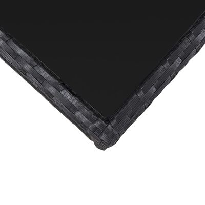 vidaXL Bistro komplektas su pagalvėmis, 3 dalių, juodas, poliratanas