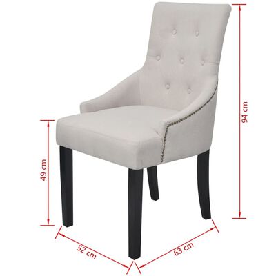 vidaXL Valgomojo kėdės, 6vnt., kreminės pilkos spalvos, audinys