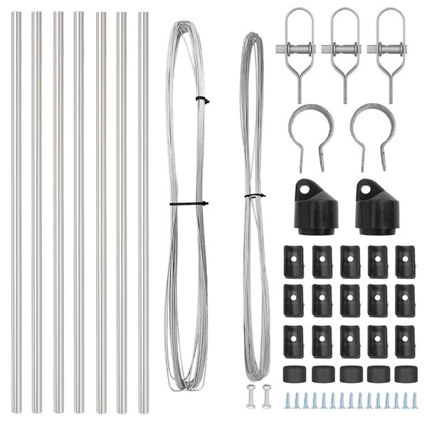 vidaXL Tvorelių stulpai 7 pcs Sidabro Ø32mm 80 cm