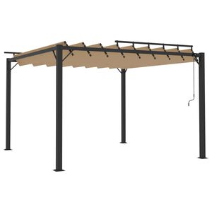 vidaXL Pavėsinė su žaliuzių stogu, taupe, 3x3m, audinys/aliuminis