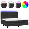 vidaXL Lova su spyruoklėmis/čiužiniu/LED, juoda 200x200cm dirbtinė oda