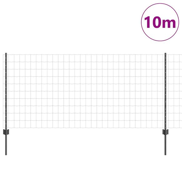 vidaXL Tvora su stulpais Pilka 1 x 10 m Plienas ir PVC