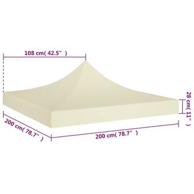 vidaXL Proginės palapinės stogas, kreminės spalvos, 2x2m, 270 g/m²