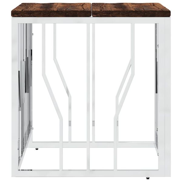 vidaXL Kavos staliukas, sidabrinis, plienas ir perdirbta mediena