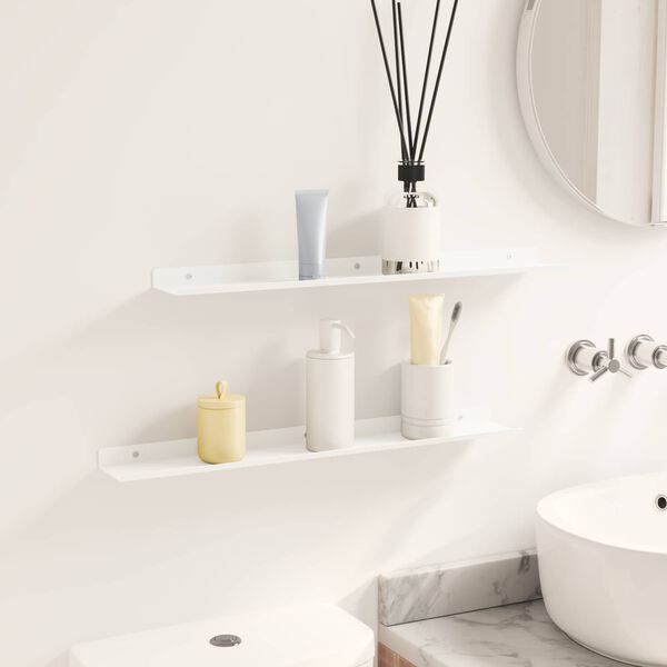 vidaXL Plūduriuojanti lentyna 2 pcs Baltas 60 x 9 x 2,5 cm Plienas