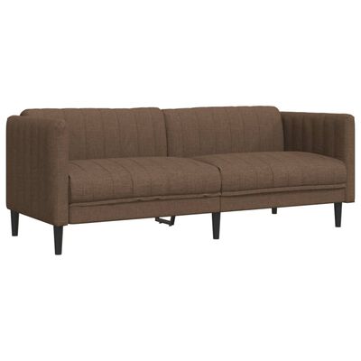 vidaXL Trivietė sofa, rudos spalvos, audinys