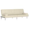 vidaXL Sofa-lova su puodelių laikikliais, kreminė, dirbtinė oda