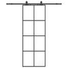 vidaXL Stumdomos durys su įrangos rinkiniu, juodas, 76x205 cm, ESG ir
