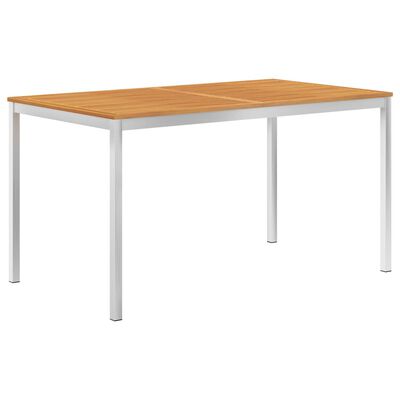 vidaXL Sodo valgomojo stalas, 150x150x75cm, tikmedis ir plienas