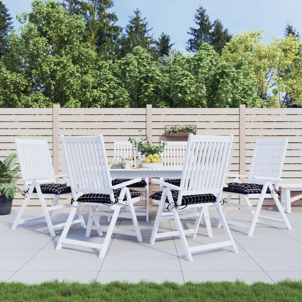 vidaXL Kėdės pagalvėlės, 6vnt., 40x40x7cm, audinys, juodi langeliai