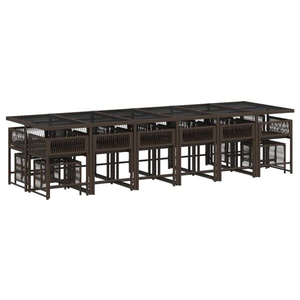 vidaXL Sodo komplektas su pagalvėlėmis, 17 dalių, rudas, poliratanas