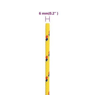 vidaXL Valties virvė, geltonos spalvos, 6mm, 500m, polipropilenas