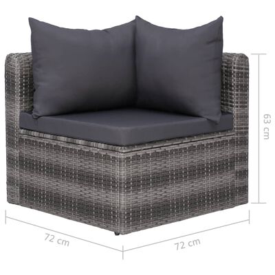 vidaXL Sodo sofos komplektas su pagalvėmis, 4d., pilk. sp., polir.