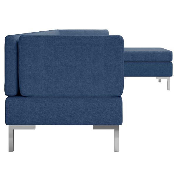 vidaXL Sofos komplektas, 5 dalių, mėlynos spalvos, audinys