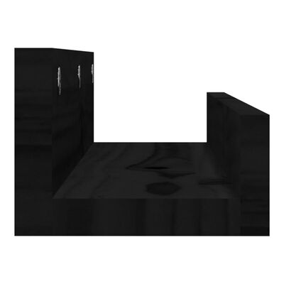 vidaXL Sieninės lentynos, 2vnt., juodos, 50x12x9cm, pušies masyvas