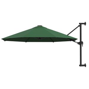vidaXL Prie sienos montuojamas skėtis su stulpu, žalias, 300cm
