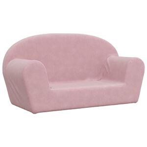 vidaXL Vaiki&scaron;ka dvivietė sofa, rožinės spalvos, mink&scaron;tas pliu&scaron;as